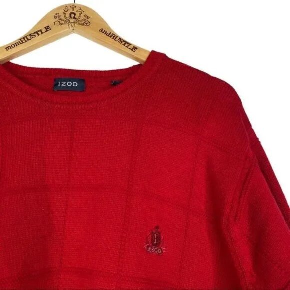 IZOD MEN'S RED KNIT LONG SLEEVE PULL-OVER SWEATER SIZE LARGE-EUC - Picture 4 of 7